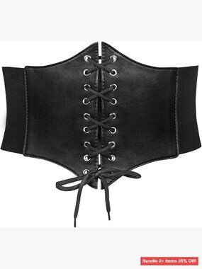 Elastic Lace-Up Corset Waist Belt for Cosplay & Dresses, Fits 27-30 Inch Waist